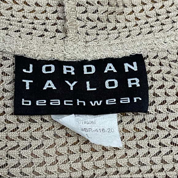 JORDAN TAYLOR BEACHWEAR | OPEN KNIT HOODED COVER-UP | TAN | L - Picture 8 of 8